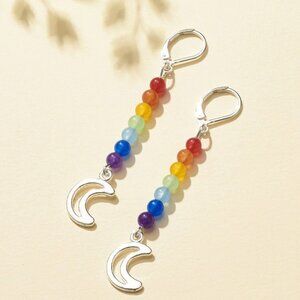 NWOT Natural Jade Chakra Long dangle earring w moon &/or Star Mix & match 2/$10